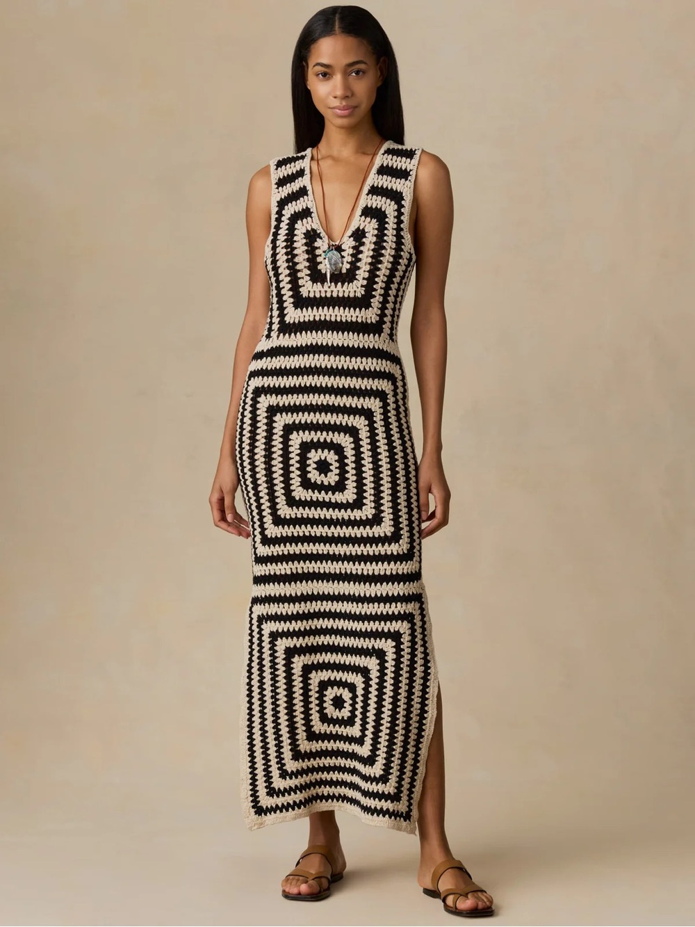 Seacoast Crochet Column Dress - Midnight Labyrinth